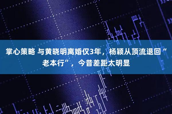 掌心策略 与黄晓明离婚仅3年，杨颖从顶流退回“老本行”，今昔差距太明显